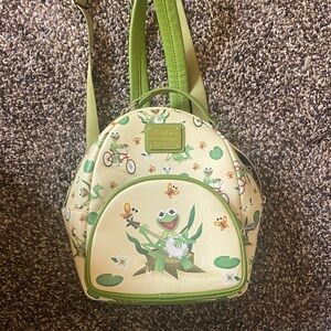 Loungefly Kermit the Frog Cream and Green Backpack